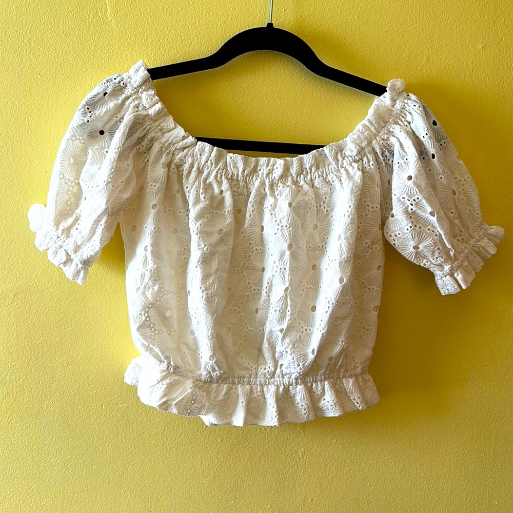 White lace crop top